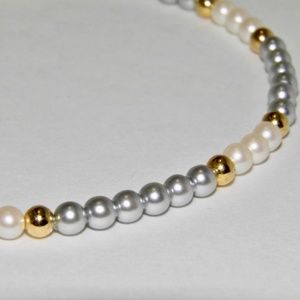 VTG Monet Tri-Color Faux Pearl Necklace